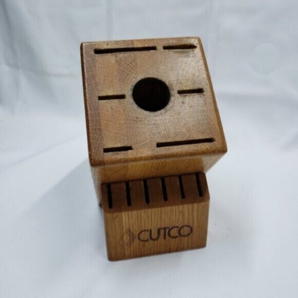 Cutco 13 Slot Solid Oak Knife Block Honey Oak Made in USA - Picture 2 of 12